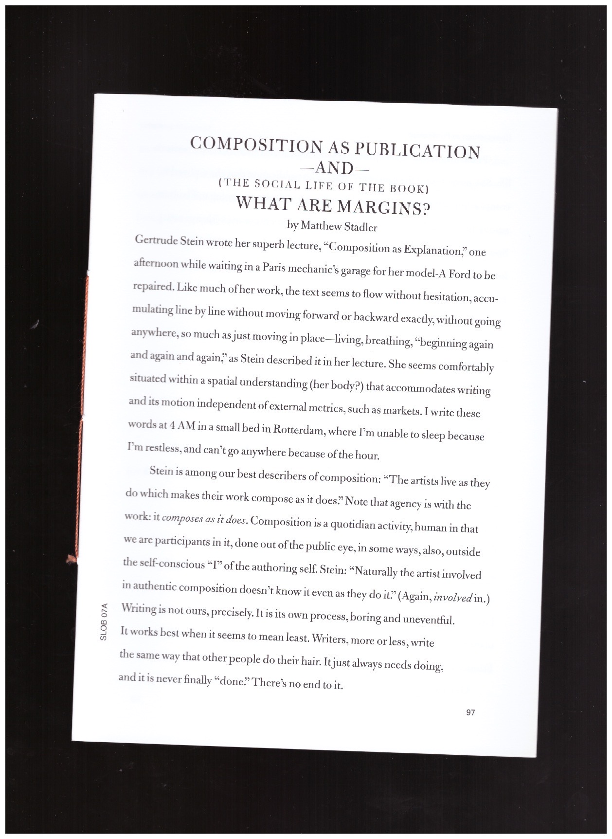 STADLER, Matthew - The Social Life of the Book #7 - Composition as Publication – and – What are Margins